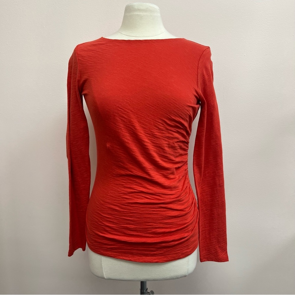 Theory Boatneck Top in Deep Tangerine